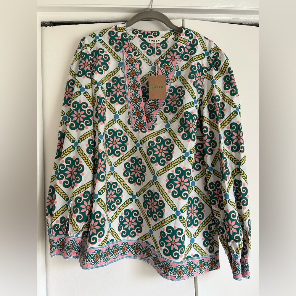 Boden Boho Chic Patterned Blouse NWT